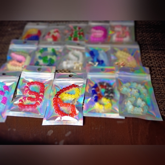 Colorful Beaded Kids Bracelet Set Lot Of 15 - Picture 2 of 2